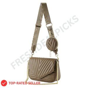 Quilted PU Leather Crossbody Clutch Evening Bag Elegant Chic Chain Strap